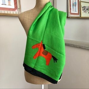 Green Thai Red Horse Oversized Silky Scarf